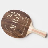 Walnut Wood Leaf Wedding Monogram Tischtennis Schläger (Seitenansicht)