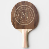 Walnut Wood Wedding Monogram Tischtennis Schläger (Vorderseite)