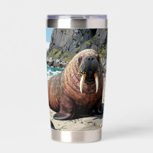 Walross an einem sandigen Strand  | Süße Tiere