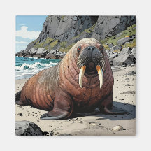 Walross auf einem Sandstrand | Süße Tiere