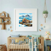 Walross-Mutter und Kinderkrippe Poster