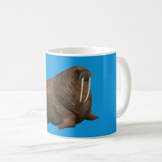 Walross-Tasse auf Blau Kaffeetasse (VorderseiteRechts)