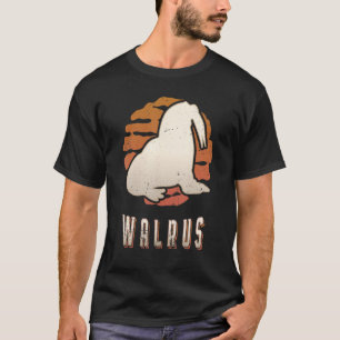 Walross Vintage Retro Klassisches Tier Sonnenunter T-Shirt