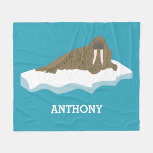 Walrus auf einer Iceberg-Illustration Personalisie Fleecedecke