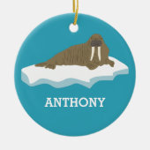 Walrus auf einer Iceberg-Illustration Personalisie Keramik Ornament (Vorne)