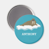 Walrus auf einer Iceberg-Illustration Personalisie Magnet (Vorderseite/Rückseite)
