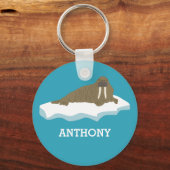 Walrus auf einer Iceberg-Illustration Personalisie Schlüsselanhänger (Vorderseite)