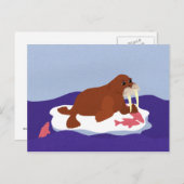 Walrus auf Iceberg mit Fisch Postkarte (Vorne/Hinten)