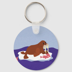 Walrus auf Iceberg mit Fisch Schlüsselanhänger