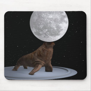 Walrus Balancing the Moon Mousepad