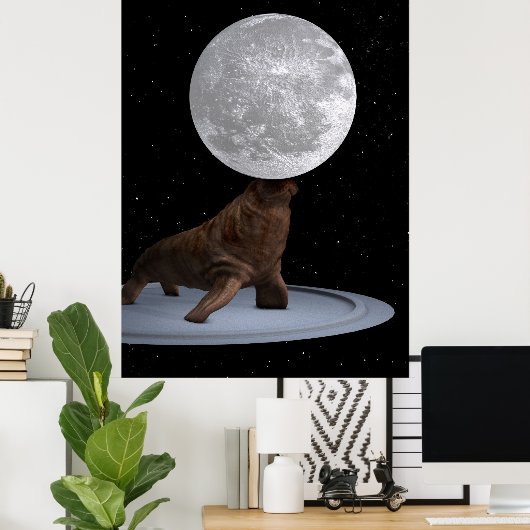 Walrus Balancing the Moon Poster (Heimbüro)