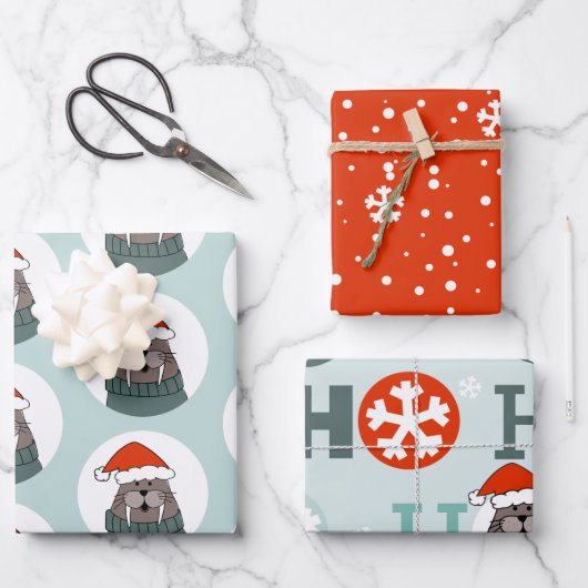 Walrus Christmas Geschenkpapier Set (Vorderseite)
