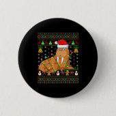 Walrus Christmas Lights Funny Santa Ugly Sweaters Button (Vorderseite)