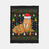 Walrus Christmas Lights Funny Santa Ugly Sweaters Fleecedecke (Vorderseite)