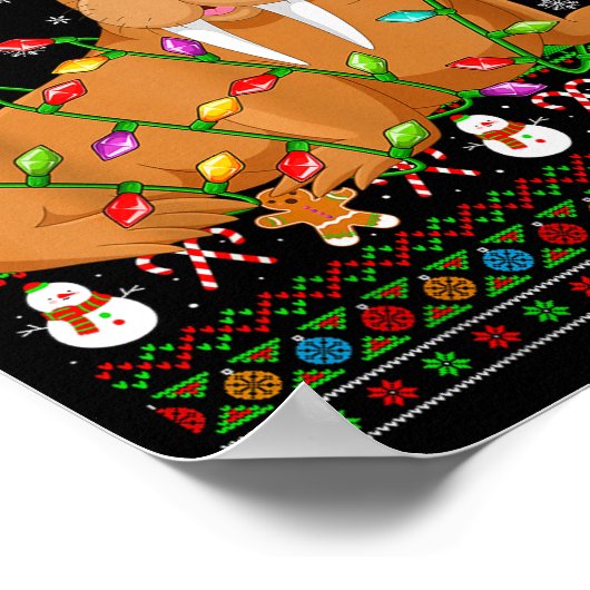 Walrus Christmas Lights Funny Santa Ugly Sweaters Poster (Ecke)
