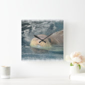 Walrus Face Quadratische Wanduhr (Zuhause)