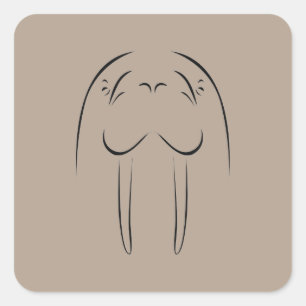 Walrus Face Silhouette Quadratischer Aufkleber