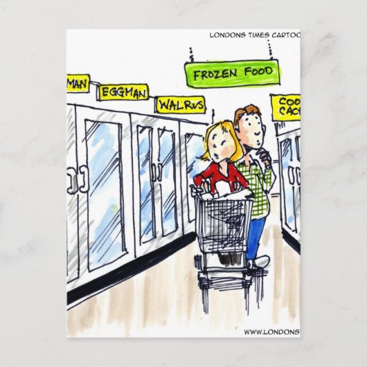 Walrus Frozen Food Section Funny Postkarte (Vorderseite)