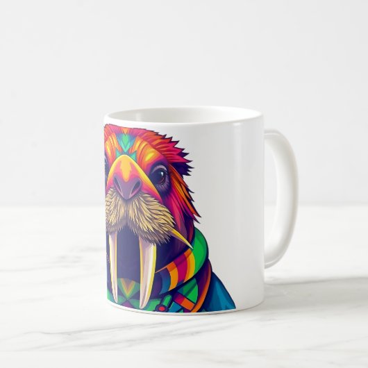 Walrus in Scarf Funny T - Shirt Kaffeetasse (VorderseiteRechts)