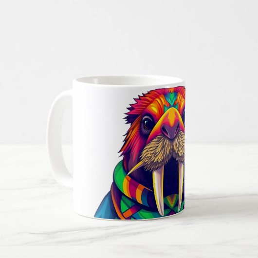 Walrus in Scarf Funny T - Shirt Kaffeetasse (Vorderseite Links)