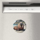 Walrus on a Sandy Beach  | Cute Animals Magnet (In Situ (Geschirrspüler))
