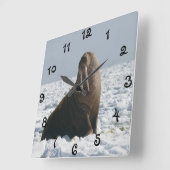 Walrus on Ice Quadratische Wanduhr (Winkel)
