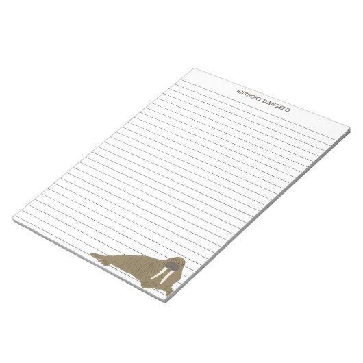Walrus Personalisiert Lined Writing Paper Notizblock (angewinkelt)