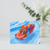 Walrus Racing Down the Track in a Fast Bobsleigh R Postkarte (Stehend Vorderseite)