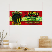 Walrus Salmon Can LabelHarkanock, AK Poster (Küche)