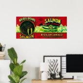 Walrus Salmon Can LabelHarkanock, AK Poster (Heimbüro)