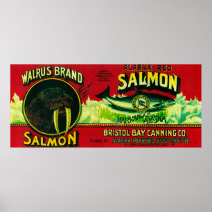 Walrus Salmon Can LabelHarkanock, AK Poster
