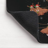 Walrus Santa Sleigh Flying Funny Magical Christmas Mousepad (Ecke)