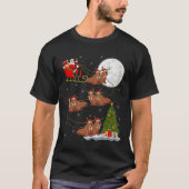 Walrus Santa Sleigh Flying Funny Magical Christmas T-Shirt (Vorderseite)