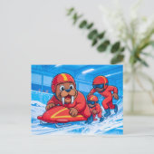 Walrus Starting a Bobsleigh Run on a Snowy Track Postkarte (Stehend Vorderseite)