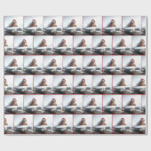 Walrus Tragend eine Weihnachtsmannmütze Geschenkpapier (Flach)