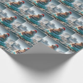 Walrus Tragend eine Weihnachtsmannmütze Geschenkpapier (Ecke)