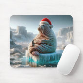 Walrus Tragend eine Weihnachtsmannmütze Mousepad (Mit Mouse)