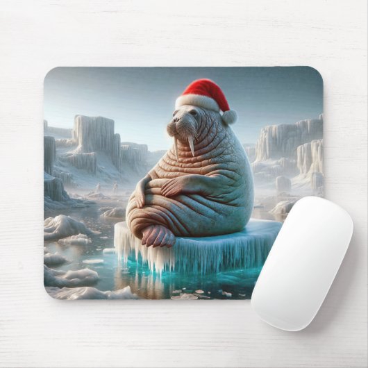Walrus Tragend eine Weihnachtsmannmütze Mousepad (Mit Mouse)