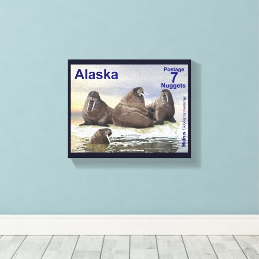 Walrus - Vier Brüder - Alaska Postage Leinwanddruck (Insitu (Holzboden))