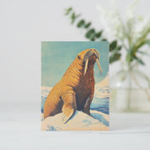 Walrus Vintag Postkarte (Stehend Vorderseite)