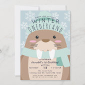 Walrus Winter Onederland Kindergeburtstag Einladun Einladung (Vorderseite)