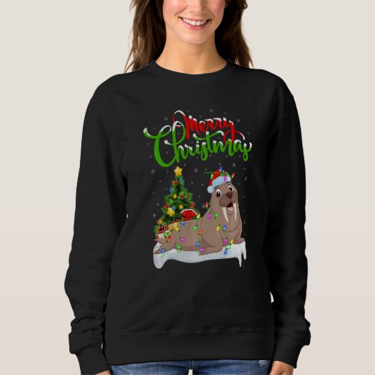 Walrus  Xmas Decorations Santa Walrus Christmas Sweatshirt (Vorderseite)