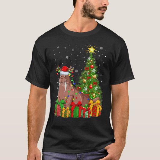 Walrus Xmas Holiday Santa Walrus Christmas Tree T-Shirt (Vorderseite)