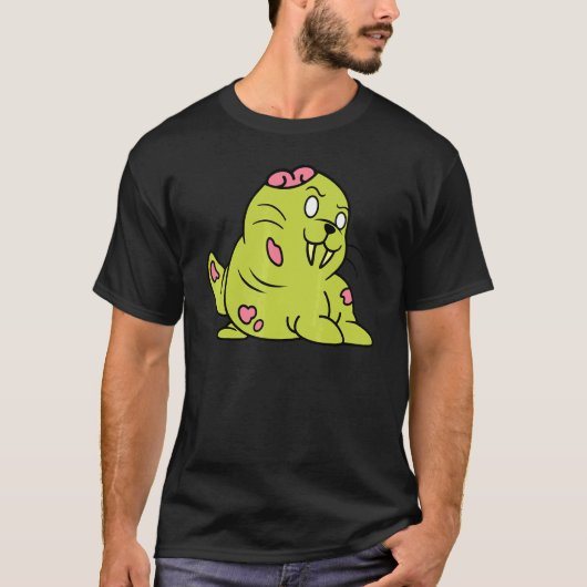 Walrus Zombie Halloween Horror Cute Monster Sea T-Shirt (Vorderseite)