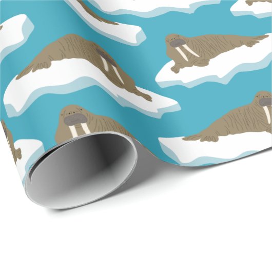 Walruses on Icebergs Gemustert Geschenkpapier (Rolleneckpunkt)