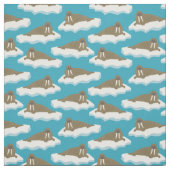 Walruses on Icebergs Gemustert Türkise Blue Stoff (Muster)