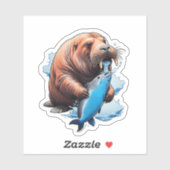 Walrusfischerei im Meer Aufkleber (Blatt)