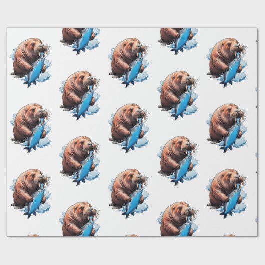 Walrusfischerei im Meer Geschenkpapier (Flach)