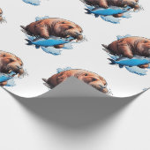 Walrusfischerei im Meer Geschenkpapier (Ecke)