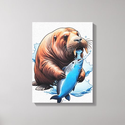 Walrusfischerei im Meer Leinwanddruck (Vorderseite)